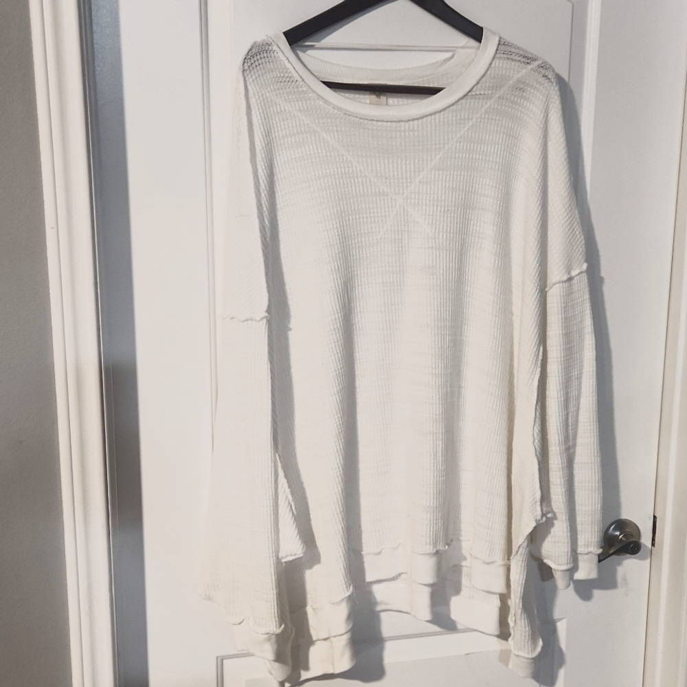 We The Free. Over sized white long sleeve shirt. Large